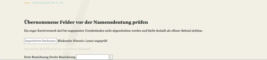 Dieselbe Eingabekarte ohne Markierung. Der Hinweis neben dem Suchfeld sieht unverändert aus; sein HTML-Element wurde von blink in span geändert.