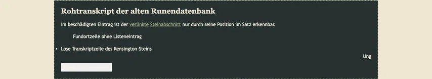 Derselbe Transkriptabschnitt: „verlinkte Steinabschnitt“ ist nun sichtbar unterstrichen. Die Linkfarbe und der umgebende Satz bleiben erhalten.